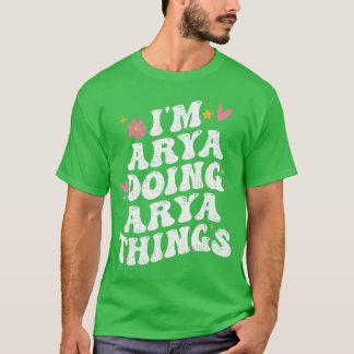 Jag är Arya som gör Aryahings Retro Groovy Personl T Shirt