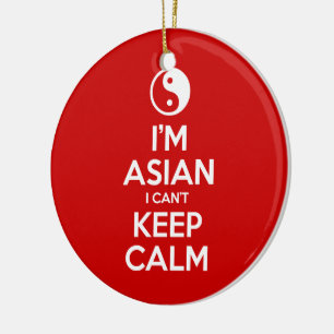 Jag är asiatisk och kan inte Behålla Lugn Julgransprydnad Keramik
