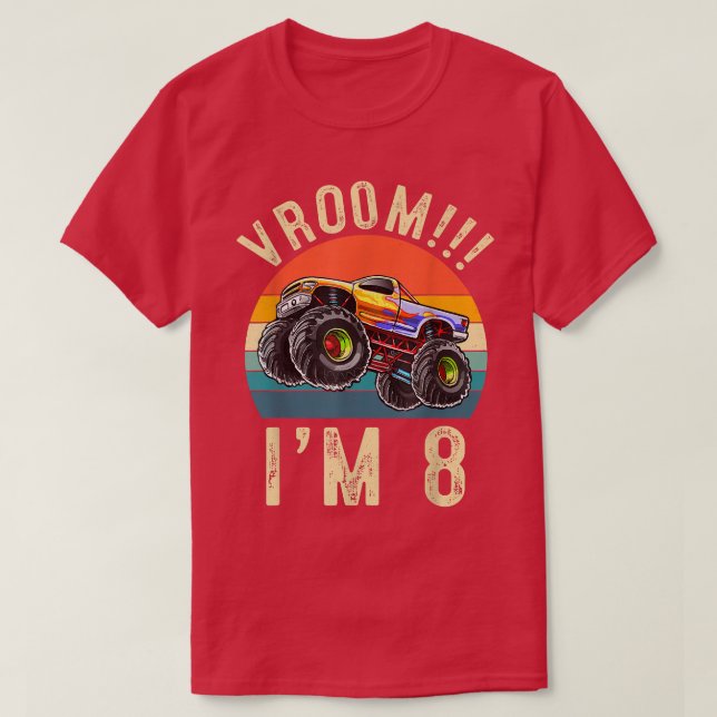 Jag är åtta år gammal Vroom 8 Födelsedagsfest Last T Shirt (Design framsida)