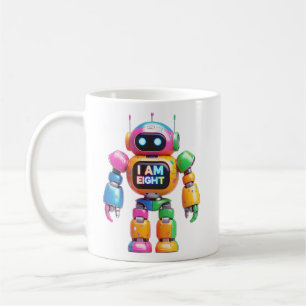 Jag är åtta Robot för barn 8:e födelsedagen Robot Kaffemugg