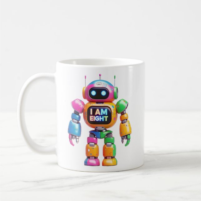 Jag är åtta Robot för barn 8:e födelsedagen Robot  Kaffemugg (Vänster)