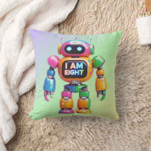 Jag är åtta Robot för barn 8:e födelsedagen Robot Kudde