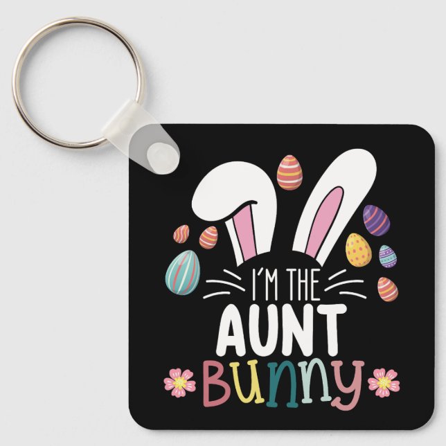 Jag är Aunt Bunny påskfamiljen matchar Nyckelring (Framsida)