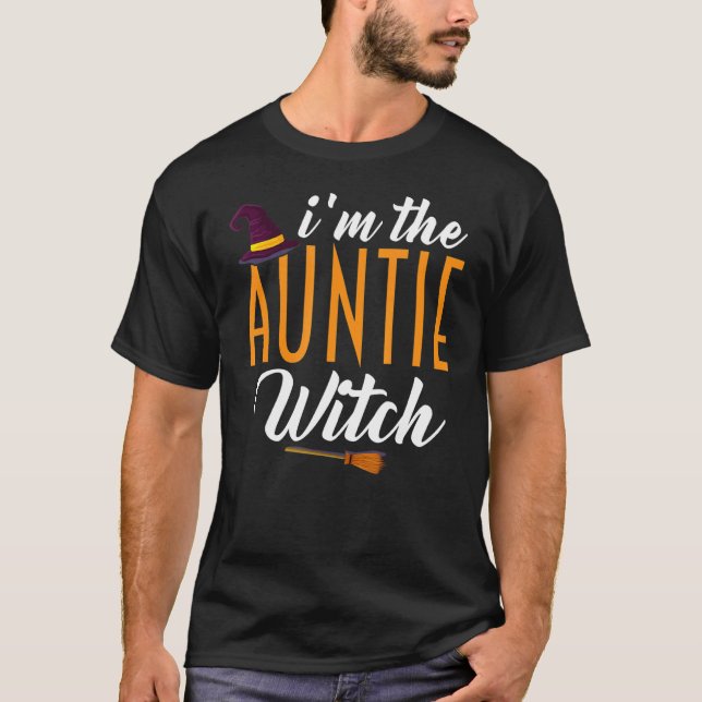 Jag är Auntie Witch Witch Moster Halloween Costume T Shirt (Framsida)