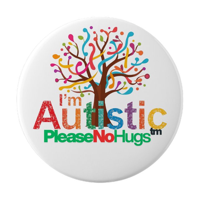Jag är Autistisk Inga Kramar Knapp Pin – Autism mä (I’m Autistic No Hugs Button Pin–Autism badge)