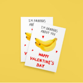 Jag är bananer om dig alla hjärtans dagskort inbjudningar
