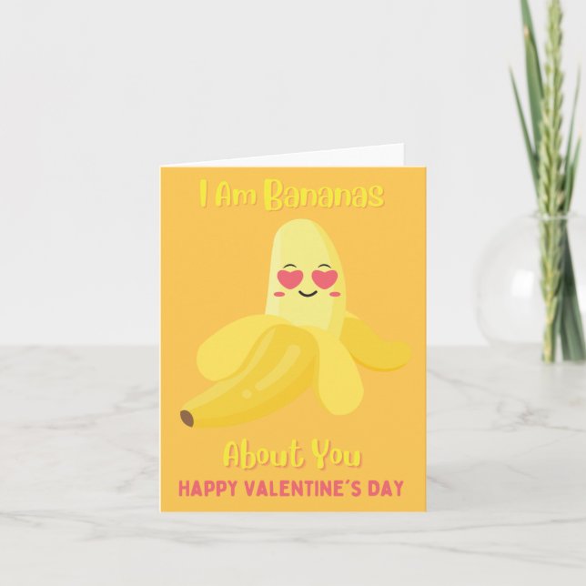 Jag är bananer om ditt Valentines day Helgdag Card Kort (Framsida)