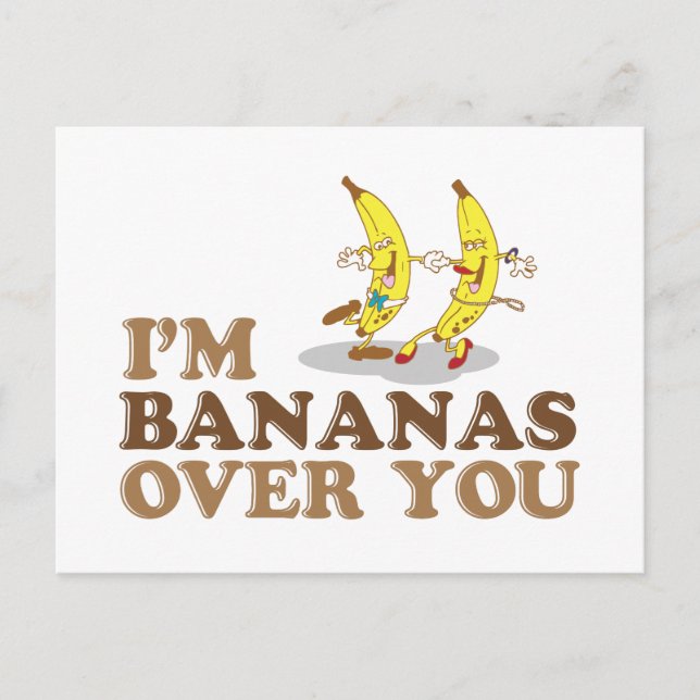 Jag är bananer över dig - Dancing Bananas Vykort (Framsida)