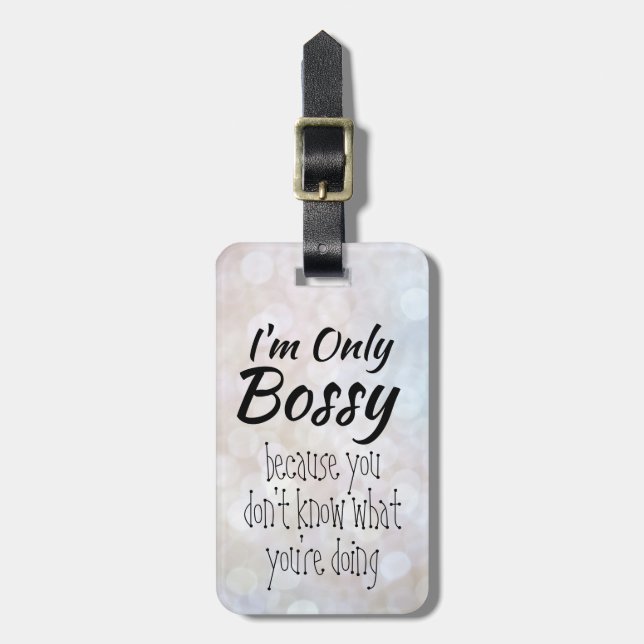 Jag är bara Bossy Chef Girl Bokeh Bagagebricka (Vertikal Framsida)