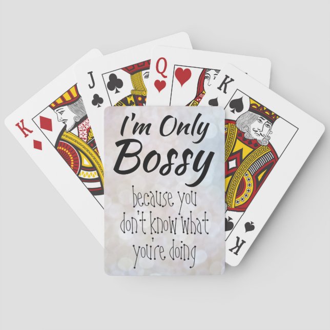 Jag är bara Bossy Girl Chef Bokeh Casinokort (Baksidan)