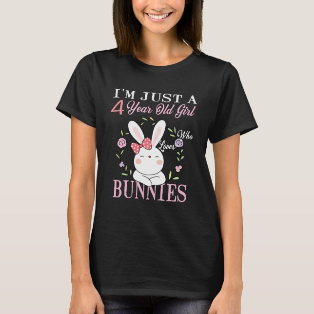 Jag är bara en 4-årig flicka som Kärlek Bunnies Bi T Shirt (Framsida)