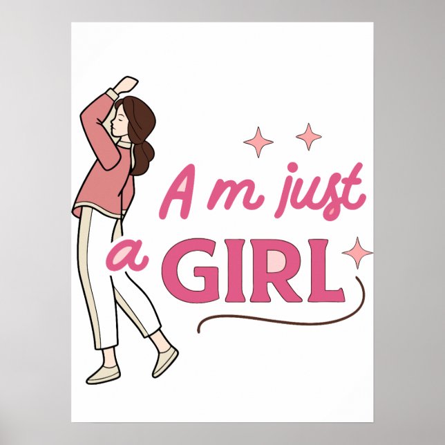 "Jag är bara en flicka" Retro Feminist Empowerdesi Poster (Framsidan)