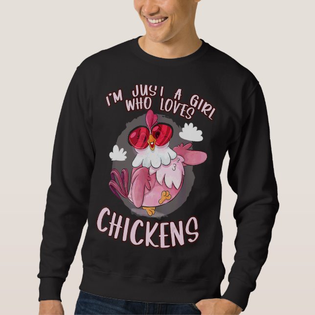 Jag är bara en flicka som Kärlek Chickens Cute Chi Lång Ärmad Tröja (Framsida)