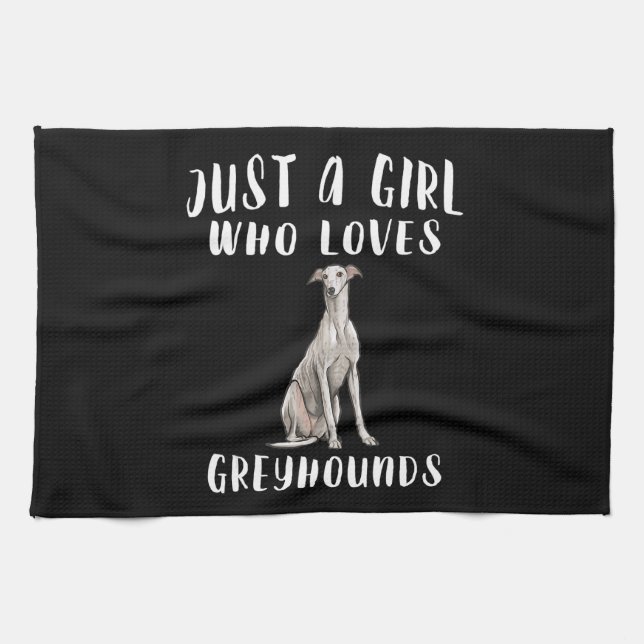 Jag är bara en flicka som Kärlek Greyhounds Hund ä Kökshandduk (Horisontell)