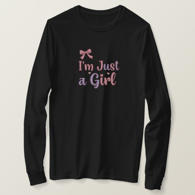 Jag är bara en Girl Fullt Sleeve Black Shirt Shirt T Shirt (Design framsida)