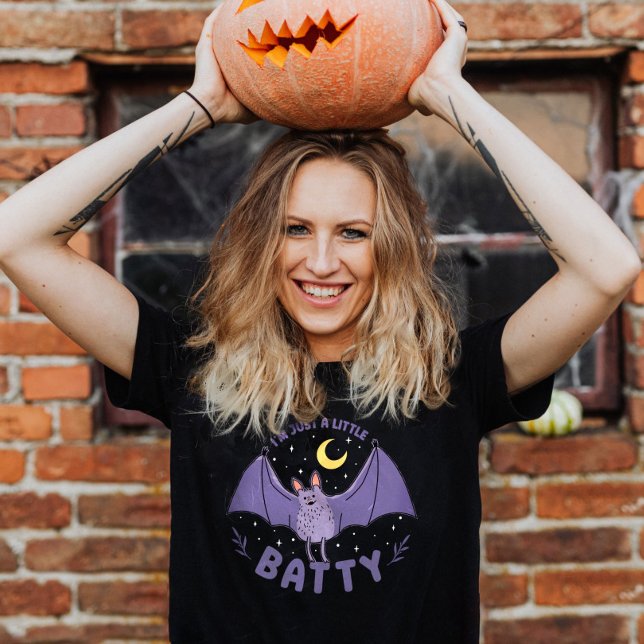 Jag är bara en liten batty Funny Halloween Fladder T Shirt (Funny Halloween Batty Bat Pun T-Shirt)