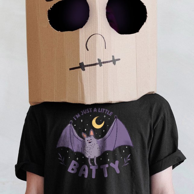 Jag är bara en liten batty Funny Halloween Fladder T Shirt (I'm Just A Little Batty Funny Halloween Bat Pun T-Shirt)