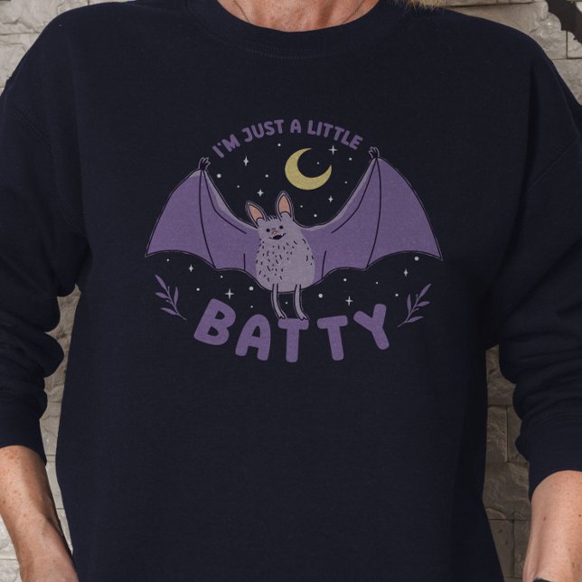 Jag är bara en liten batty Funny Halloween Fladder T Shirt (I'm Just A Little Batty Funny Halloween Bat Pun Sweatshirt)