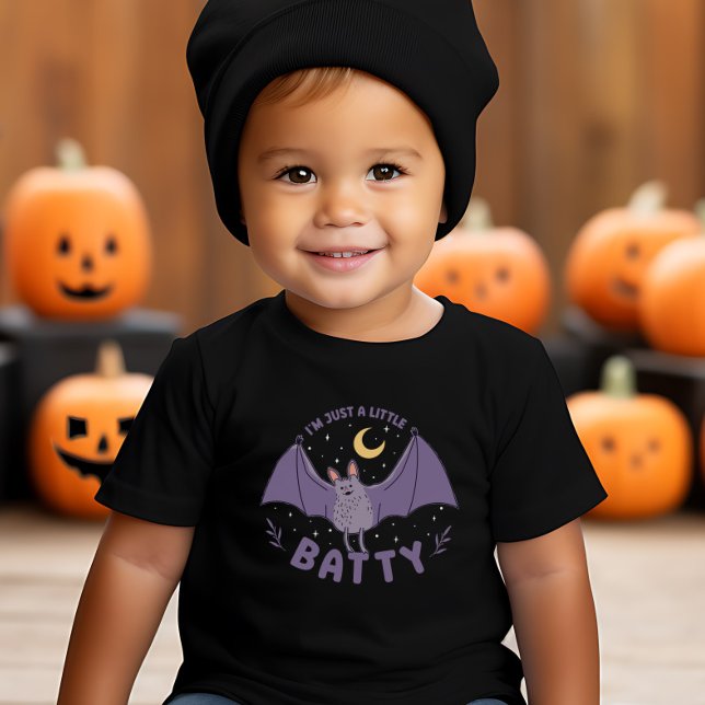 Jag är bara en liten batty Funny Halloween Fladder T Shirt (I'm Just A Little Batty Funny Halloween Bat Pun Toddler T-shirt)