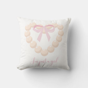 Jag är bara en tjej Pärlhjärta & Bow Design Söt Kudde