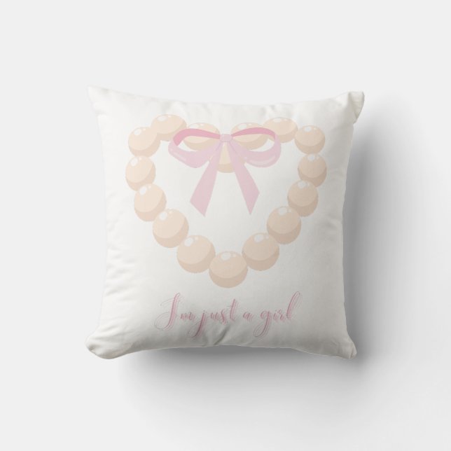 Jag är bara en tjej Pärlhjärta & Bow Design | Söt Kudde (Framsida)