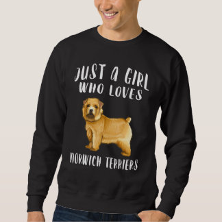 Jag är bara en tjej som älskar Norwich Terrier Hun Lång Ärmad Tröja