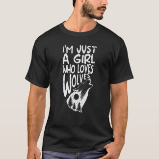 Jag är bara en tjej som älskar vargar hund varg t shirt