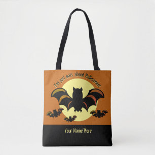 Jag är bara Fladdermöss om Halloween Shoulder Bag Tygkasse