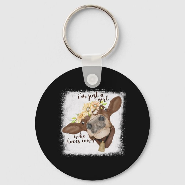 Jag är bara flicka som Kärlek Cows Bleached Shirt  Nyckelring (Framsida)
