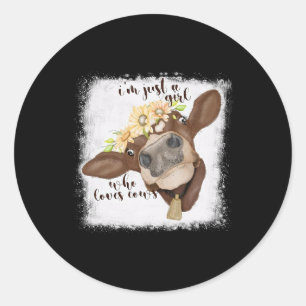 Jag är bara flicka som Kärlek Cows Bleached Shirt Runt Klistermärke