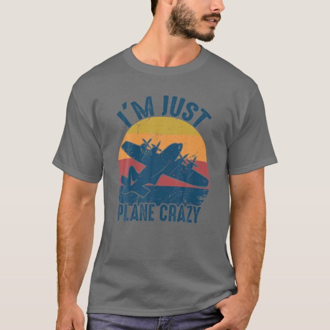 Jag är bara Flygplan Crazy Flying Pilot Airplane V T Shirt (Framsida)