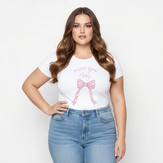 Jag är bara girligt rosa coquette-båg-tema t shirt