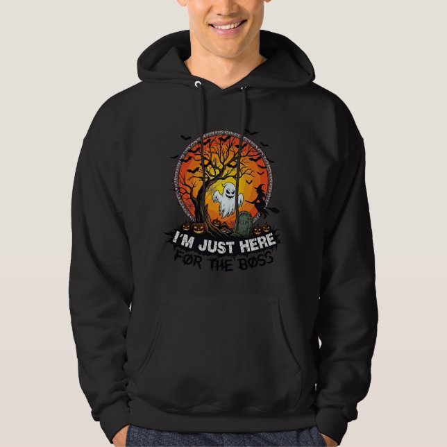 Jag Är Bara Här Chef Halloween Spöke Häxa Pumpa_1 Hoodie (Framsida)
