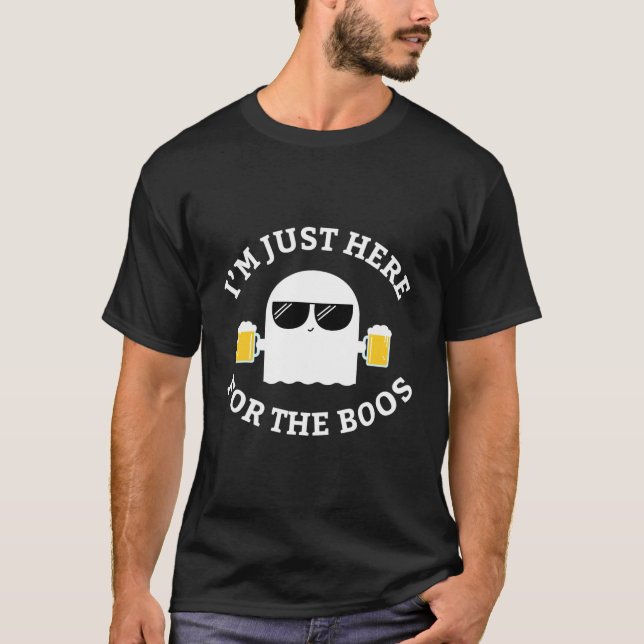 Jag är bara här för Boos Funny Halloween Beer T Shirt (Framsida)