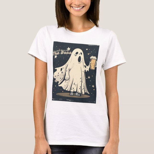 Jag är bara här för Boos - Lustigt drickande Ghost T Shirt (Framsida)