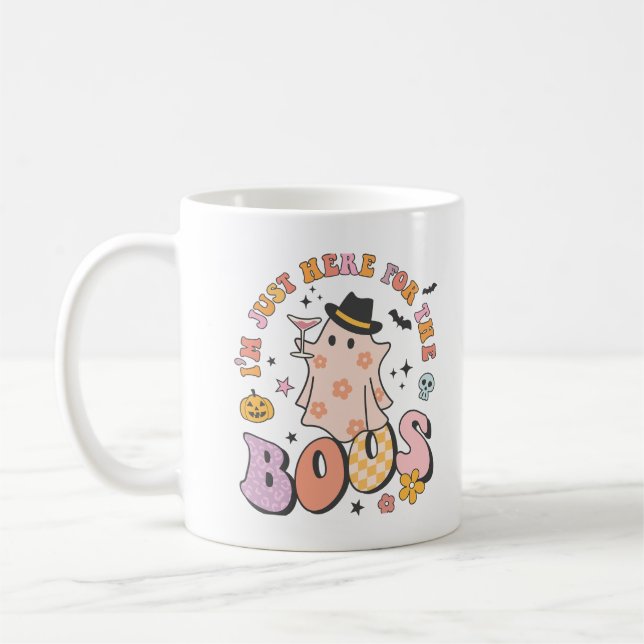 Jag är bara här för Boos, Retro Groovy Halloween Kaffemugg (Vänster)