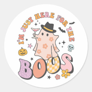 Jag är bara här för Boos, Retro Groovy Halloween Runt Klistermärke