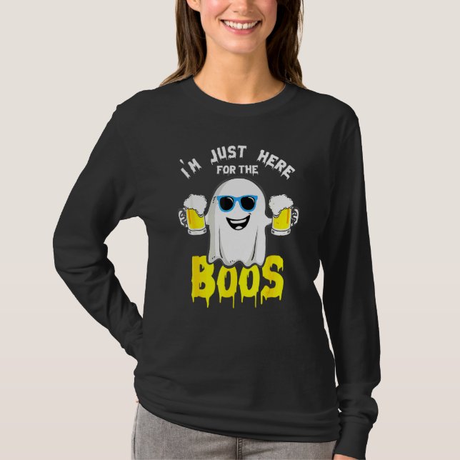 Jag Är Bara Här För Bu  Halloween Pumpa Spöke T Shirt (Framsida)