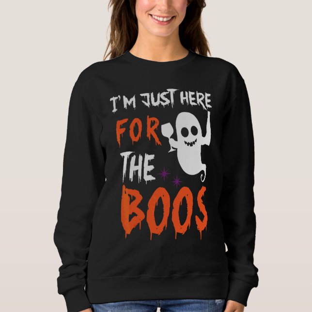 Jag är bara här för bu Halloween-spöke ler T Shirt (Framsida)