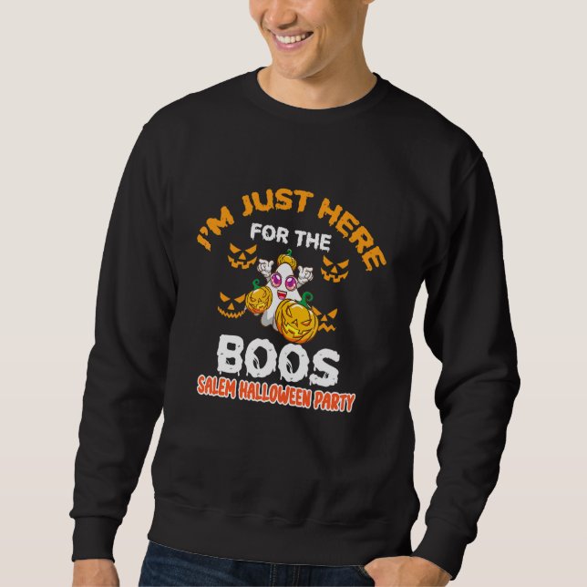 Jag Är Bara Här För Burop Halloween 2022 Spöken Pu Lång Ärmad Tröja (Framsida)