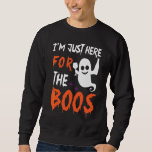 Jag Är Bara Här För Burop Halloween Spöke Leende T Lång Ärmad Tröja