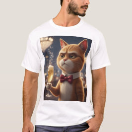 Jag är bara här för champagne – Grumpy Party Cat T Shirt