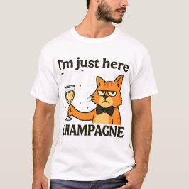 Jag är bara här för champagne – Grumpy Party Cat T Shirt
