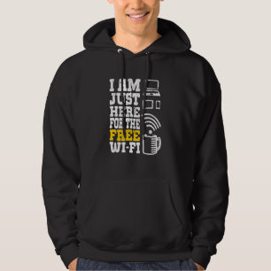 Jag är bara här för det fria Wi fi Wifi 1 Hoodie