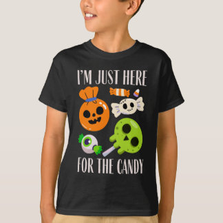 Jag är bara här för godishalloween roligt t shirt