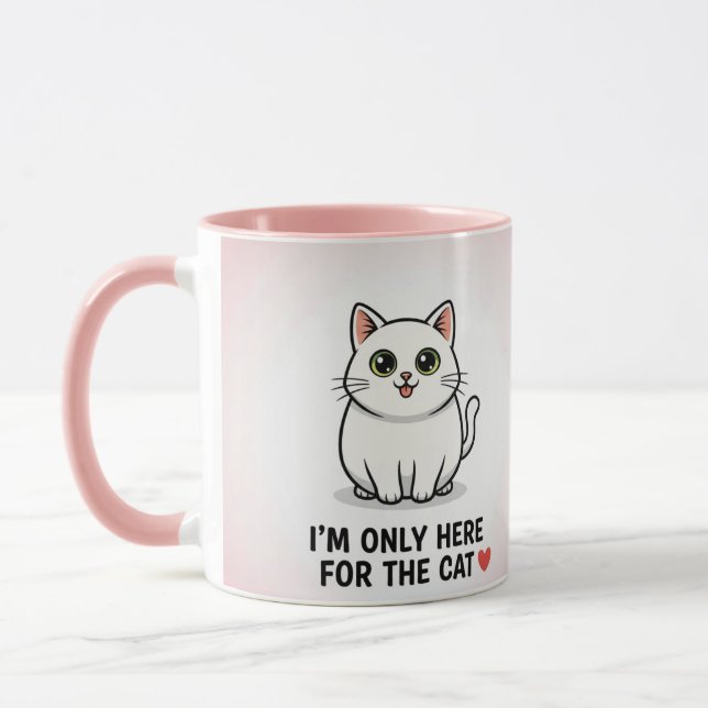 "Jag är bara här för katten" Söt Kawaii-illustrati Mugg (Vänster)