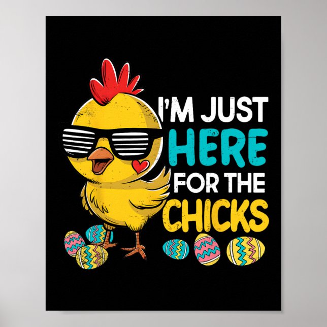 Jag är bara här för kycklingarna Påsk Pojkar Kids  Poster (Framsidan)
