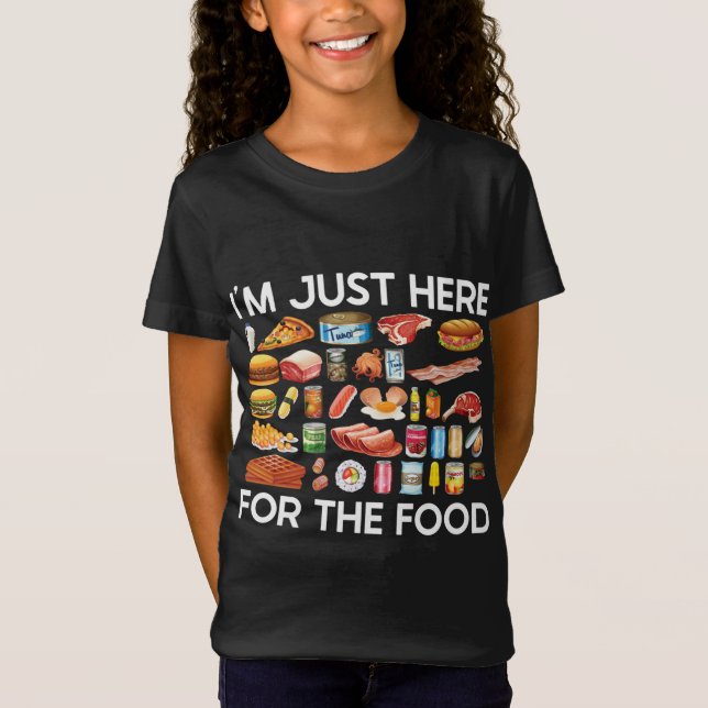 Jag är bara här för matsfonen Pizza Bacon Sushi T Shirt (Framsida)
