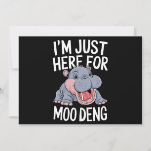 Jag är bara här för Moo Deng Cute Baby Hippo Inbjudningar