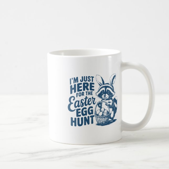 Jag är bara här för påskäggsjakten Bunny Raccoo Kaffemugg (Höger)